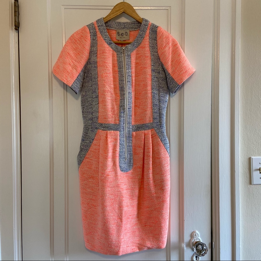 Sea New York Zip Front tweed dress